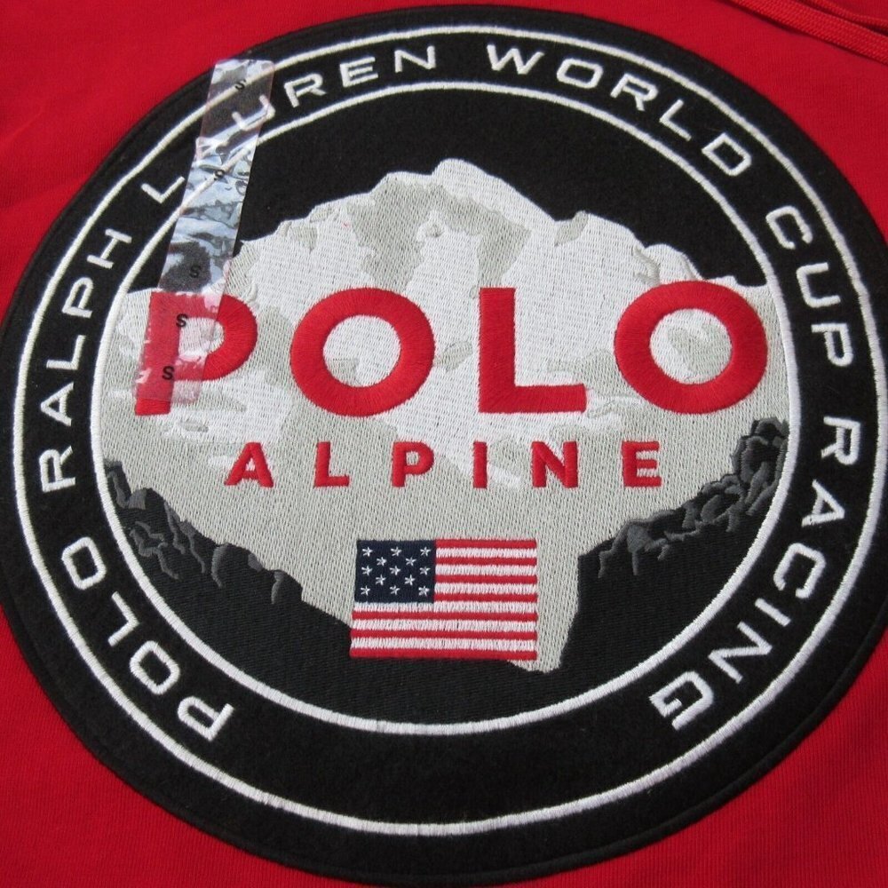 NWT Polo Ralph Lauren Double Knit Tech Hoodie in Red World Cup Alpine Racing S - Picture 3 of 8